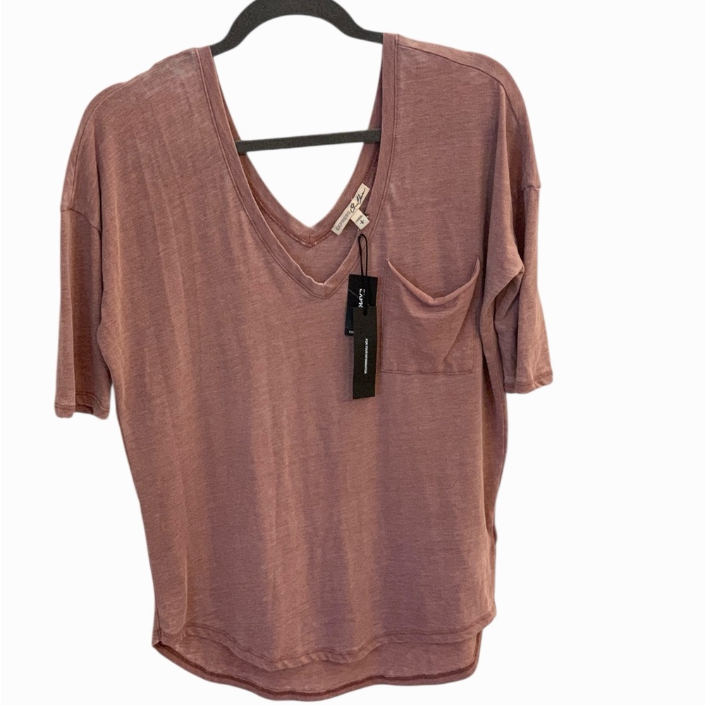 Express One Eleven ¾ sleeve Casual Tee Top Womens V-neck Shirt S- Pink- NWT